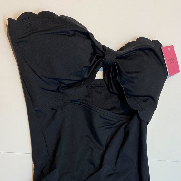 NWT Kate Spade | Black Scalloped Bandeau One Piece - Picture 5 of 5
